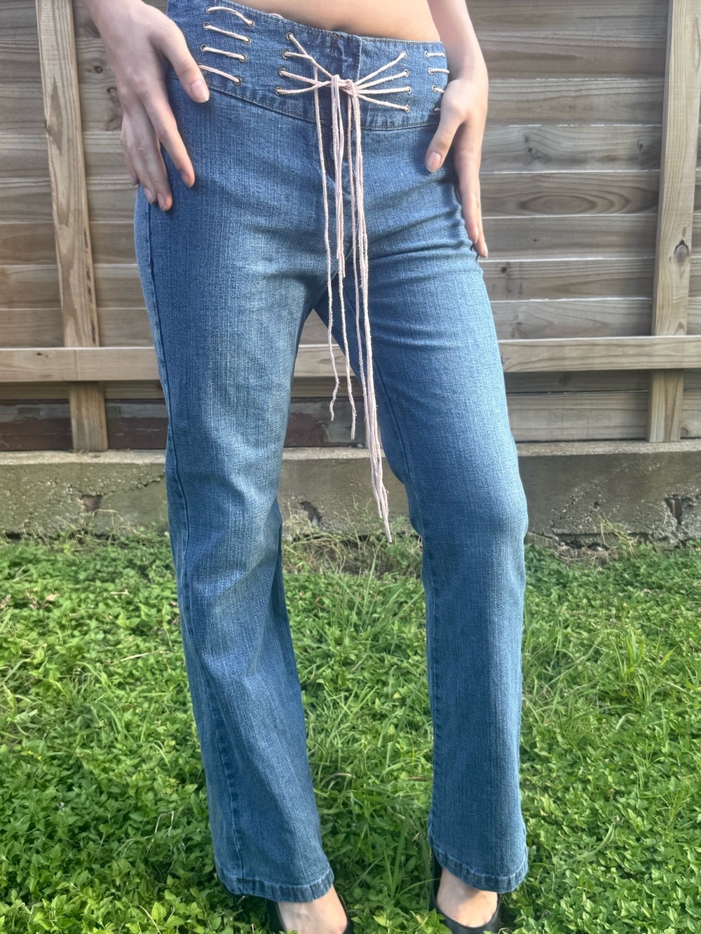 Blue Lace-Up Women's Jeans